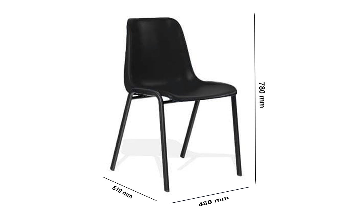 Size Duran Black Polypropylene Stacking Visitor Chair