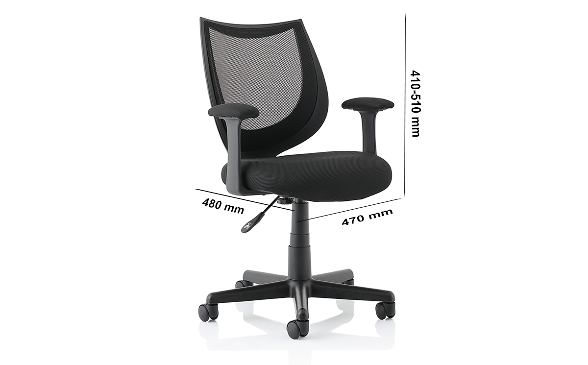 Size Lucca Black Mesh Chair With Fixed Arms