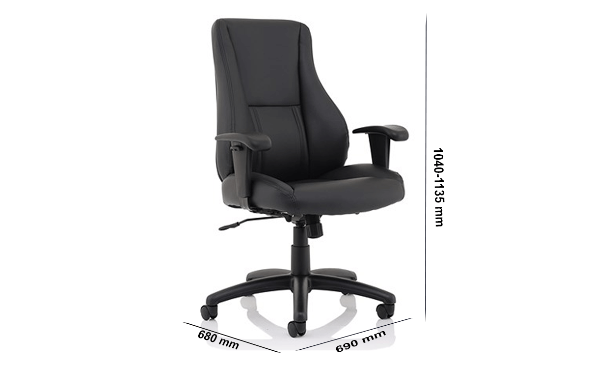 Size Marcel High Back Black Leather Chair