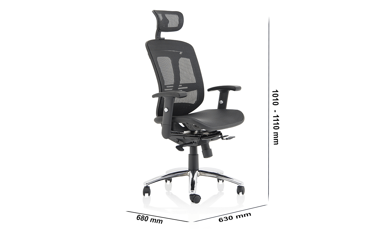 Size Rennie Black Mesh Executive Chair With Headrest