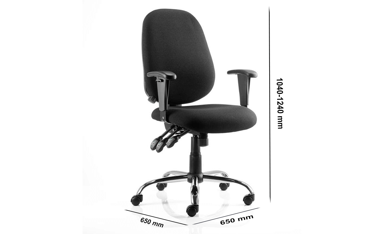 Size Rosa Black Fabric Operator Chair With Arms Size Rosa Black Fabric Operator Chair With Arms