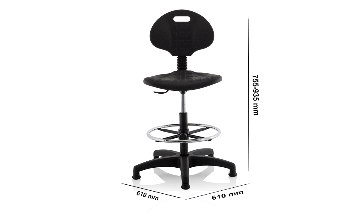 Size Stella Black Polyurethane Operator Chair Without Arms