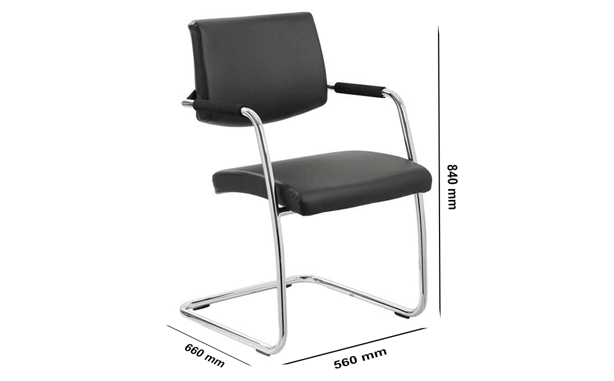 Size Velma – Black Cantilever Visitor Chair With Arms