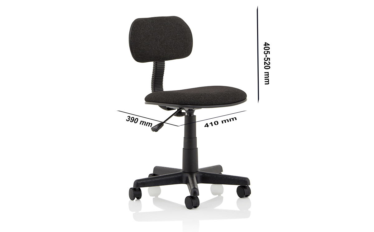 Size Vonda Black Fabric Typist Chair