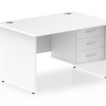 Zoela 1200 White Top Panel End Leg With 1 X 3 Drawer Fixed Pedestal