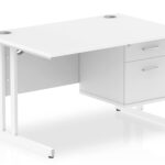 Zoela 1200 White Top White Cantilever Leg With 1 X 2 Drawer Fixed Pedestal