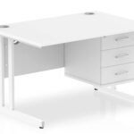 Zoela 1200 White Top White Cantilever Leg With 1 X 3 Drawer Fixed Pedestal
