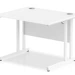 Zoela Straight Desk 1000 X 800mm White Top White Cantilever Leg