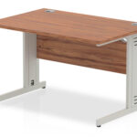 Zoela Straight Desk 1200 X 800mm Walnut Top Silver Cable Managed Leg