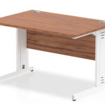 Zoela Straight Desk 1200 X 800mm Walnut Top White Cable Managed Leg