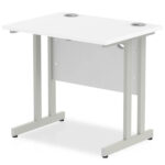 Zoela Straight Desk 800 X 600 White Top Silver Cantilever Leg