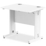 Zoela Straight Desk 800 X 600 White Top White Cable Managed Leg