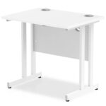 Zoela Straight Desk 800 X 600 White Top White Cantilever Leg