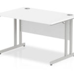 Zoela Straight Desk 1200 X 800mm White Top Silver Cantilever Leg