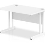 Zoela Straight Desk 1200 X 800mm White Top White Cantilever Leg