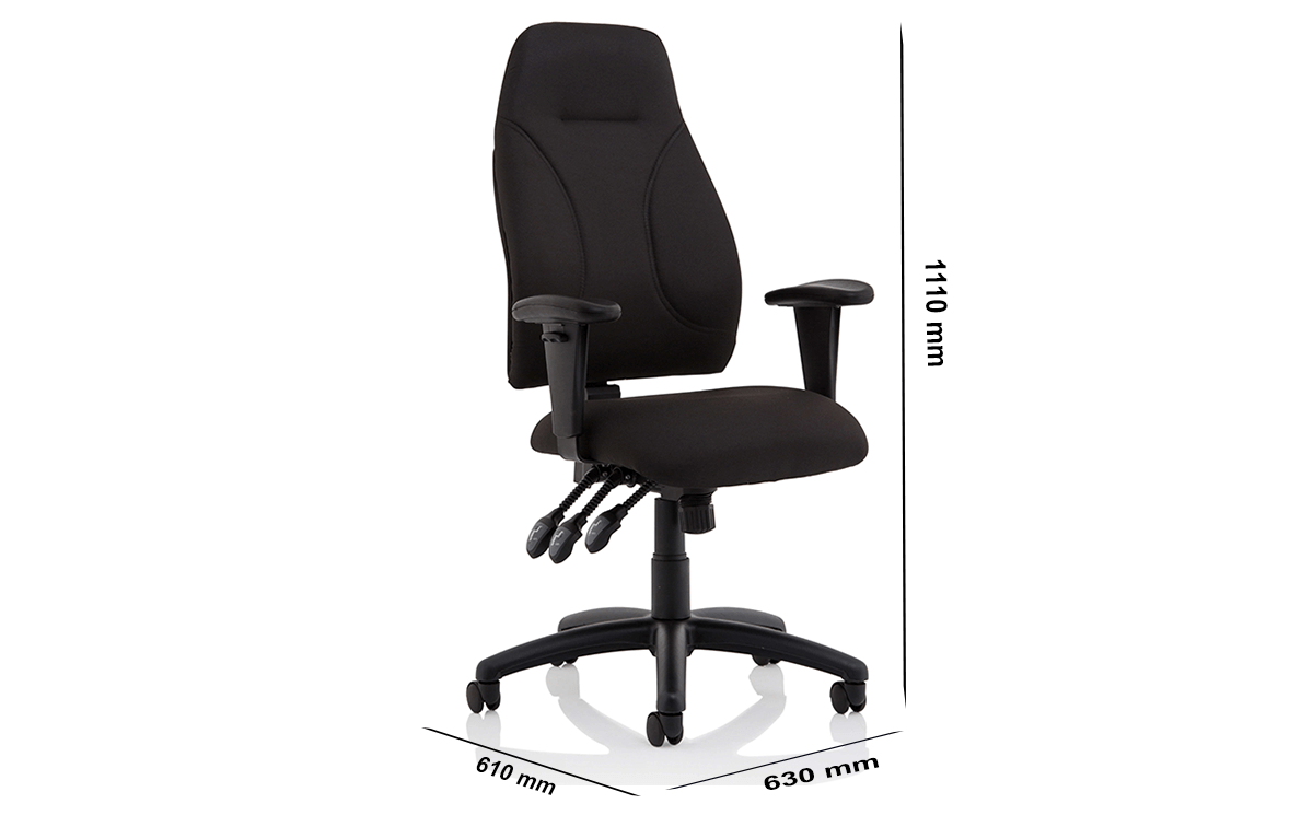 Size Elisa Black Fabric Chair With Height Adjustable Arms Size Elisa Black Fabric Chair With Height Adjustable Arms