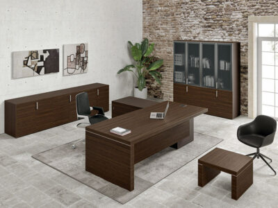 Alcee 1 Slab Legs Executive Desk With Optional Credenza Unit Main Image