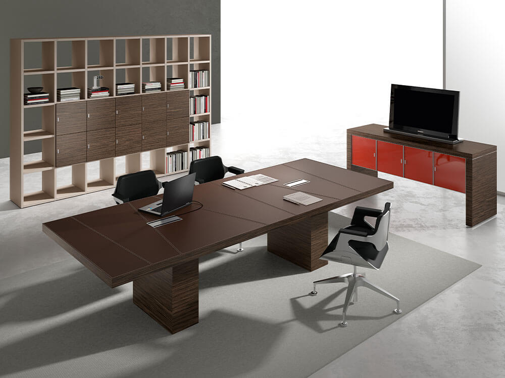 Alcee 4 Rectangular Meeting Room Table In Slab Legs Main Image