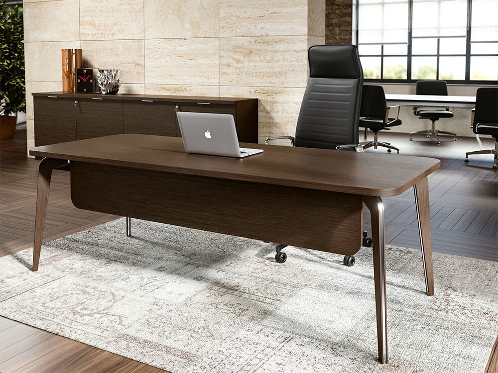 Aletta 1 Wood Executive Desk With Metal Legs With Wood Cover 8