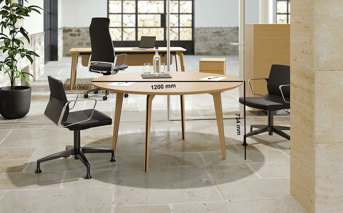 Aletta 3 Round Meeting Room Table Desk Size