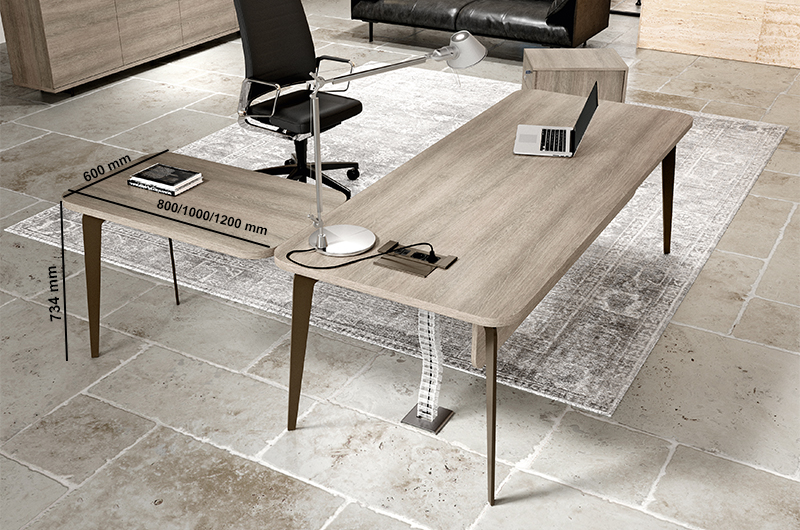 Aletta – Executive Desk With Metal Legs And Optional Return And Credenza Unit 01
