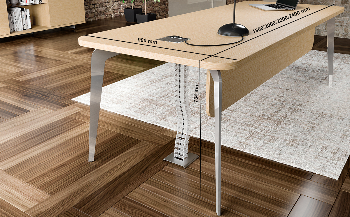 Aletta – Executive Desk With Metal Legs And Optional Return And Credenza Unit