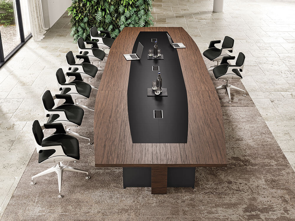 Antioch 2 Barrel Shaped Meeting Room Table With Modesty Panel 1