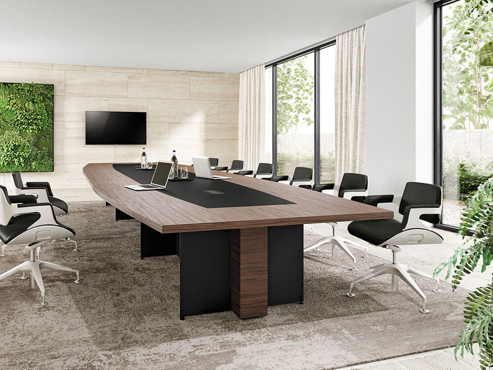 Antioch 2 Barrel Shaped Meeting Room Table With Modesty Panel Main Image