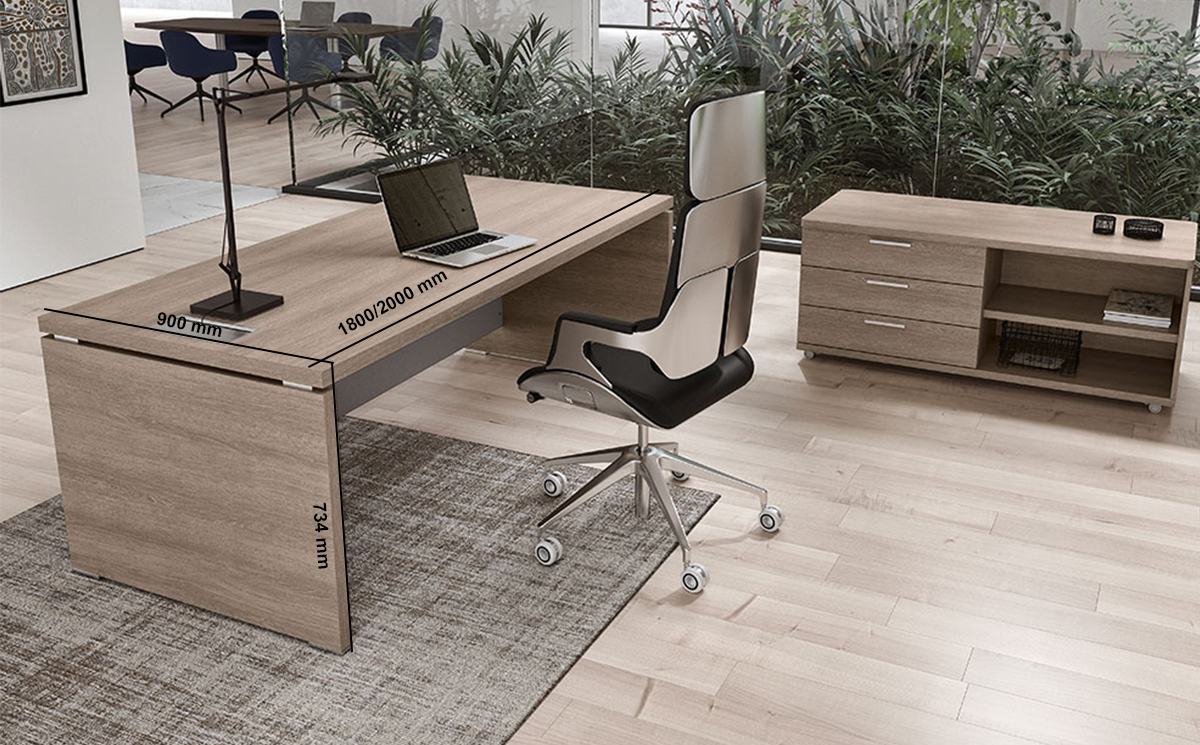 Bravvo – Executive Desk In Panel Legs Giada With Optional Return, Modesty & Credenza Unit