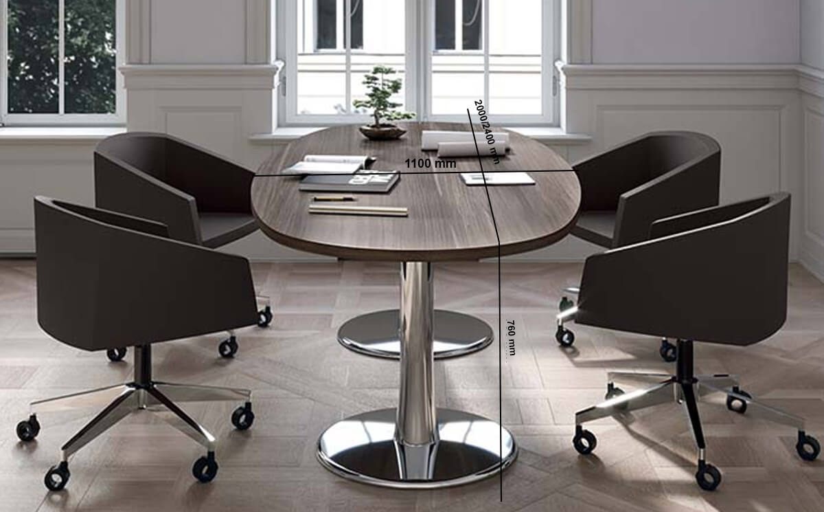 Faust – Oval Meeting Table With Trumpet Base Legs Size Images