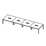Extra Large Rectangular Shape Table (3 Middle Panel Leg, 16 Persons)