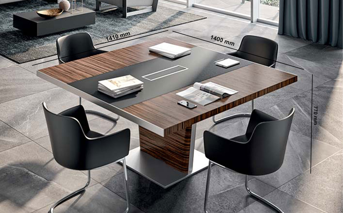 Henry 2 Square Meeting Room Table With Optional Leather Inlay Size Img