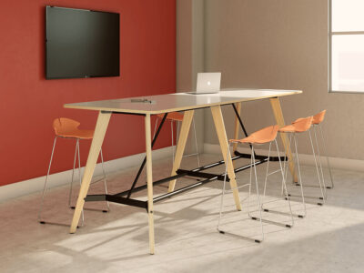 Lanzo Rectangular Meeting Tables With Leg Rest