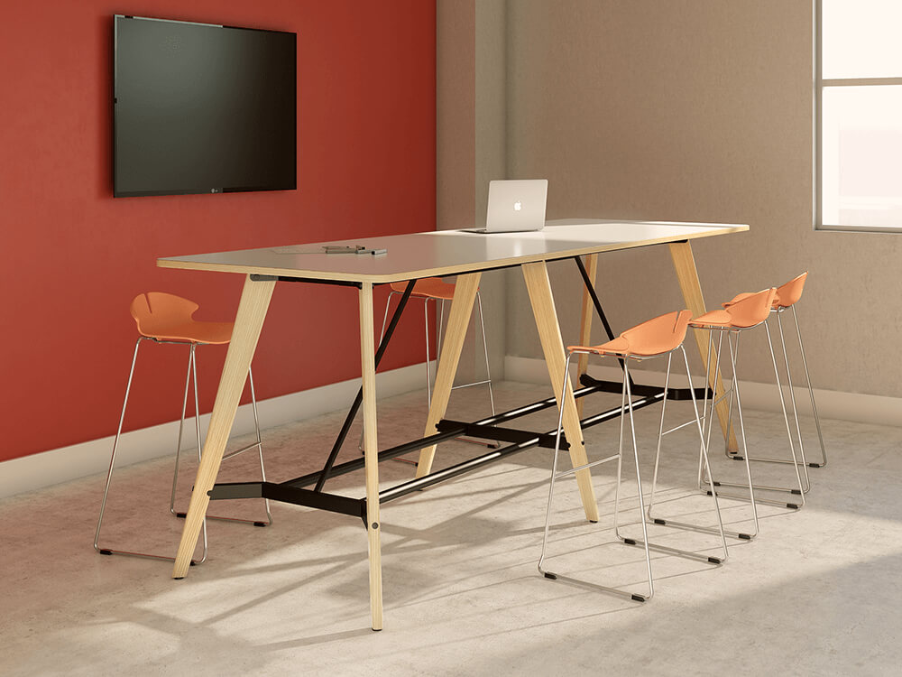 Lanzo Rectangular Meeting Tables With Leg Rest