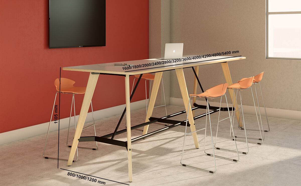 Lanzo Rectangular Meeting Tables With Leg Rest