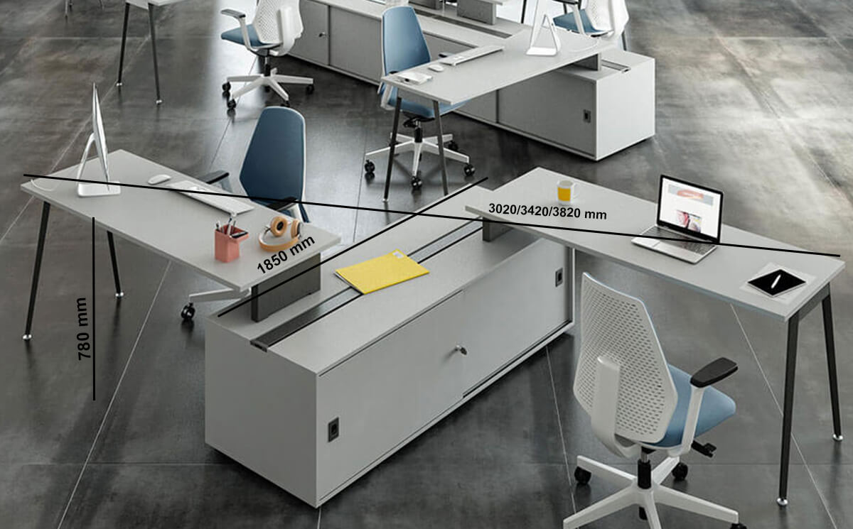 Romelia Operators Double Desk With Credenza Unit Size Img