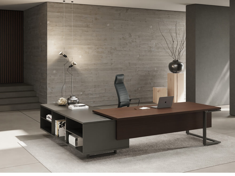 Romilda 1 L Shaped Legs Executive Desk With Optional Credenza Unit 7