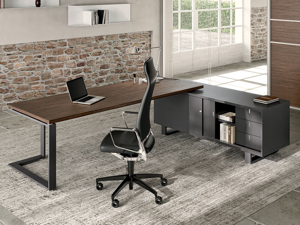 Romilda 1 L Shaped Legs Executive Desk With Optional Credenza Unit Main Image