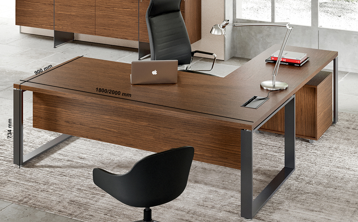 Romilda – Ring Legs Executive Desk With Optional Return