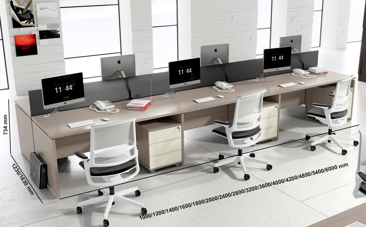 Amo 1 Slab Legs Workstation With Screens For 2,4 And 6 Persons Size Img