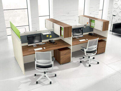 Amo 2 Slab Legs Workstation With Front And Lateral Panel For 2,4 And 6 Persons Main Image