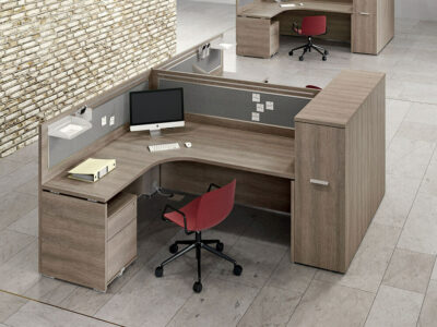 Amo 3 – Curved Operational Desk With Front Panel And Side Panel Main Image