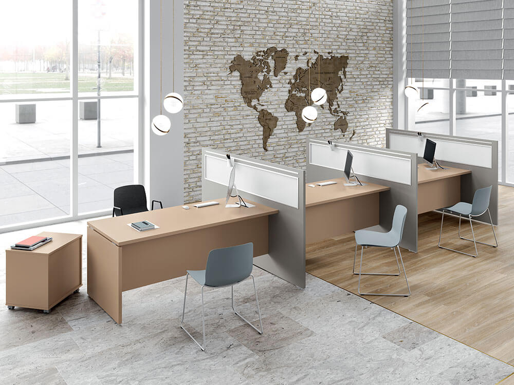 Amo 7 Slab Legs Operational Office Desk With One Side Panel 1