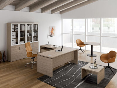 Amo Slab Legs Executive Desk With Modesty Panel 1