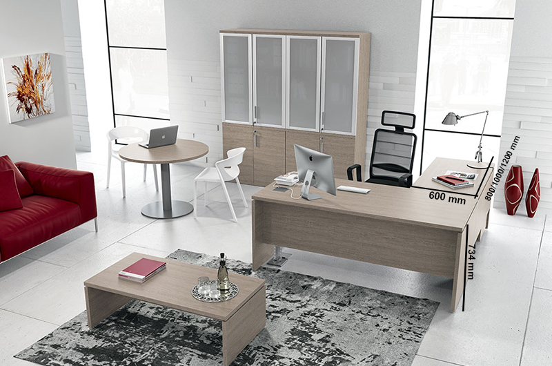 Amo – Slab Legs Executive Desk With Modesty Panel And Optional Return 01