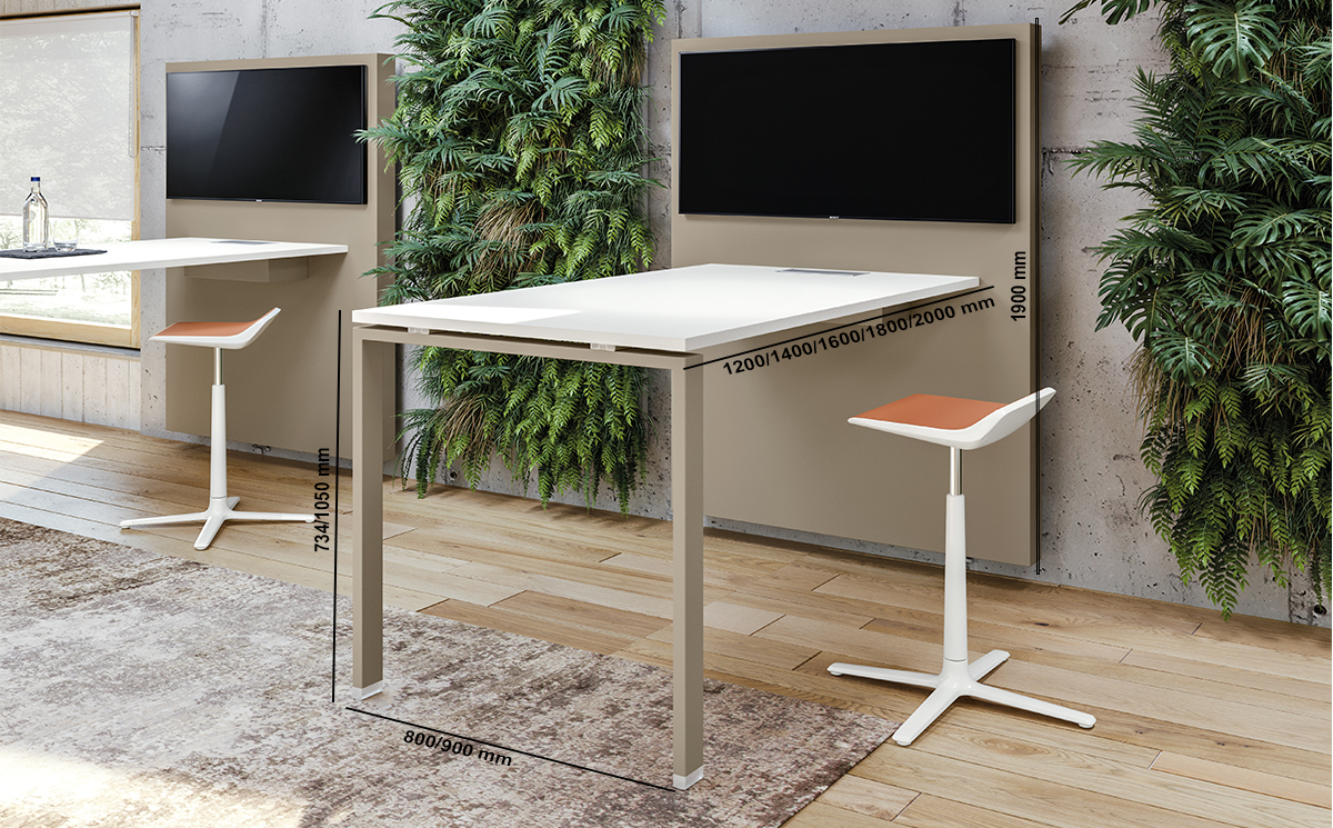 Carita 10 Straight Legs Operational Desk With Wall Media Console Size Img 01