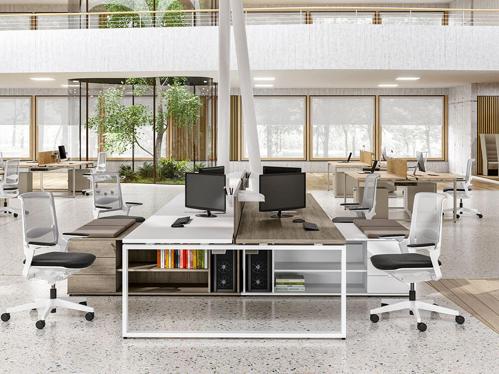 Carita 3 Ring Legs Back To Back Workstation With Credenza Unit 1
