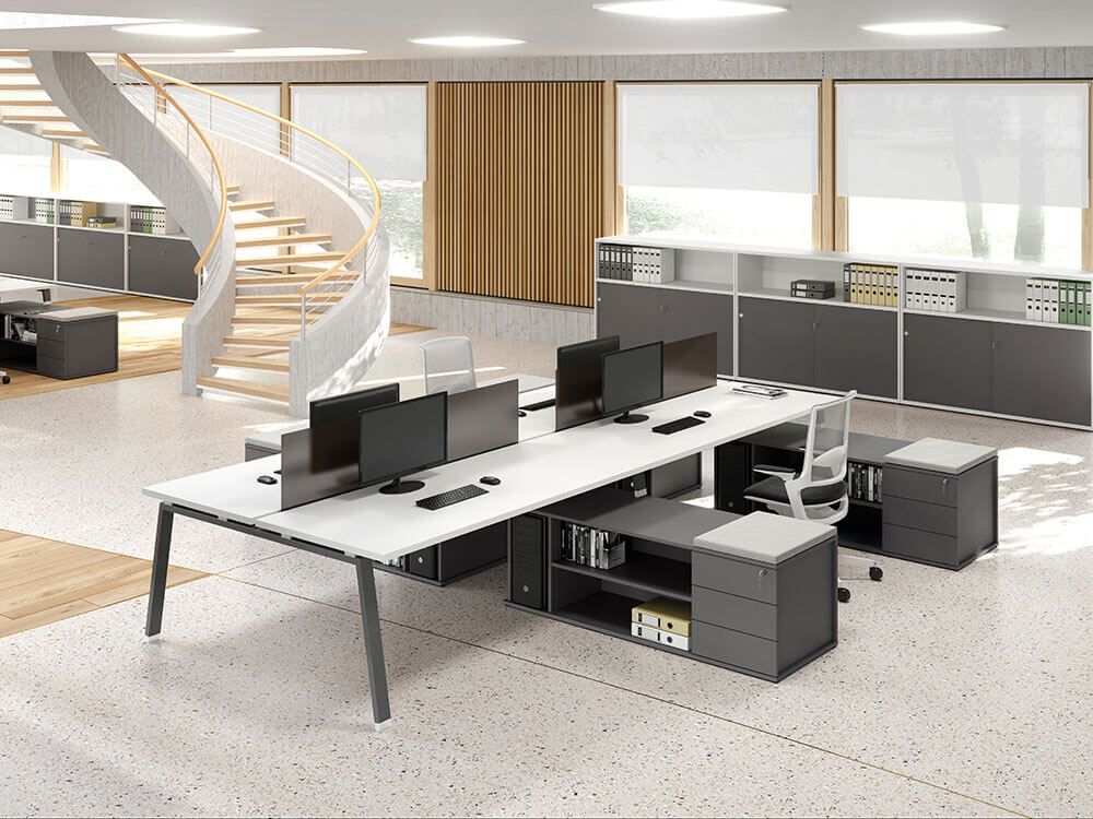 Carita 7 A Legs Back To Back Workstation With Credenza Unit For 4 & 6 Persons Main Image