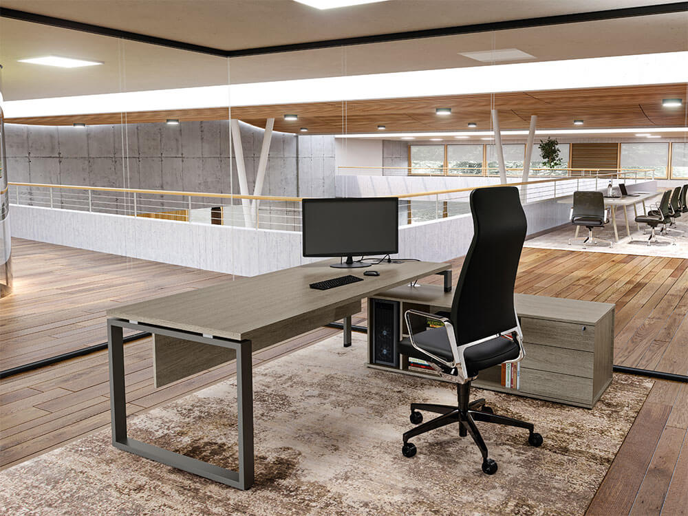 Carita Ring Legs Executive Desk With Optional Modesty Panel And Credenza Unit 1