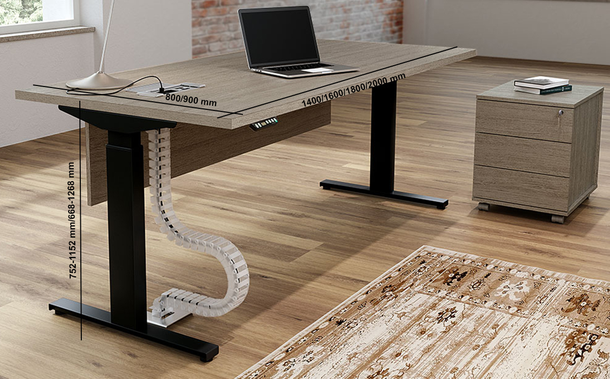 Clariss – 1 & 2 Step Height Adjustable Executive Desk With Optional Modesty Panel